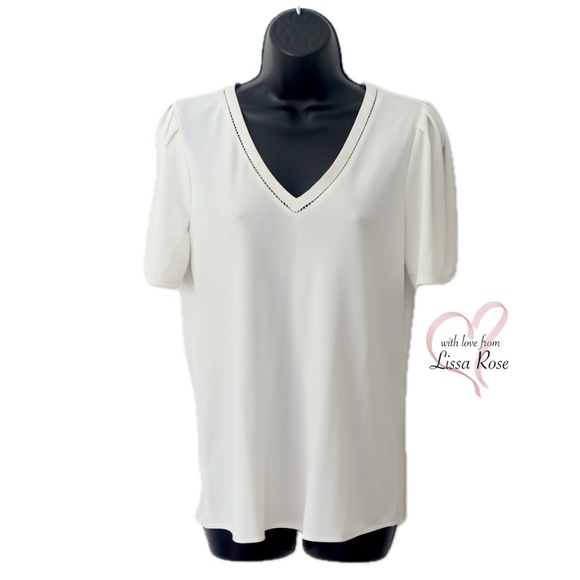 Pointelle Detail V-neck Top (Ann Taylor) - Picture 1 of 3